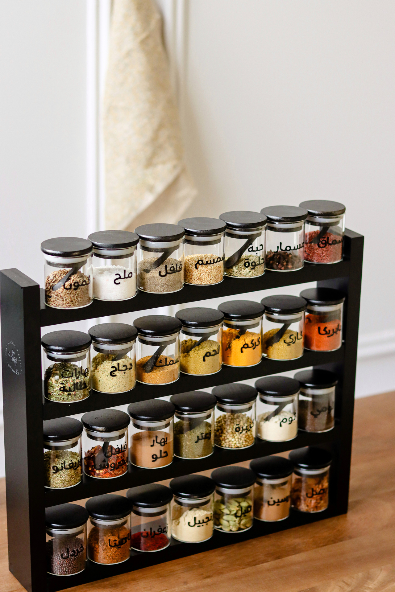 Picture of Four Tier Spice Rack With 28 Jars 100 ml - Black Set