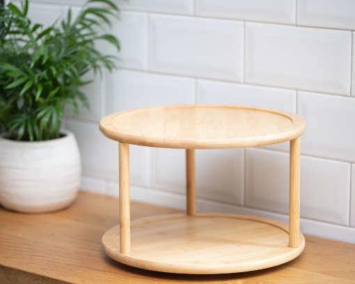 Picture of Two Tiered Round Stand - Natural Wood