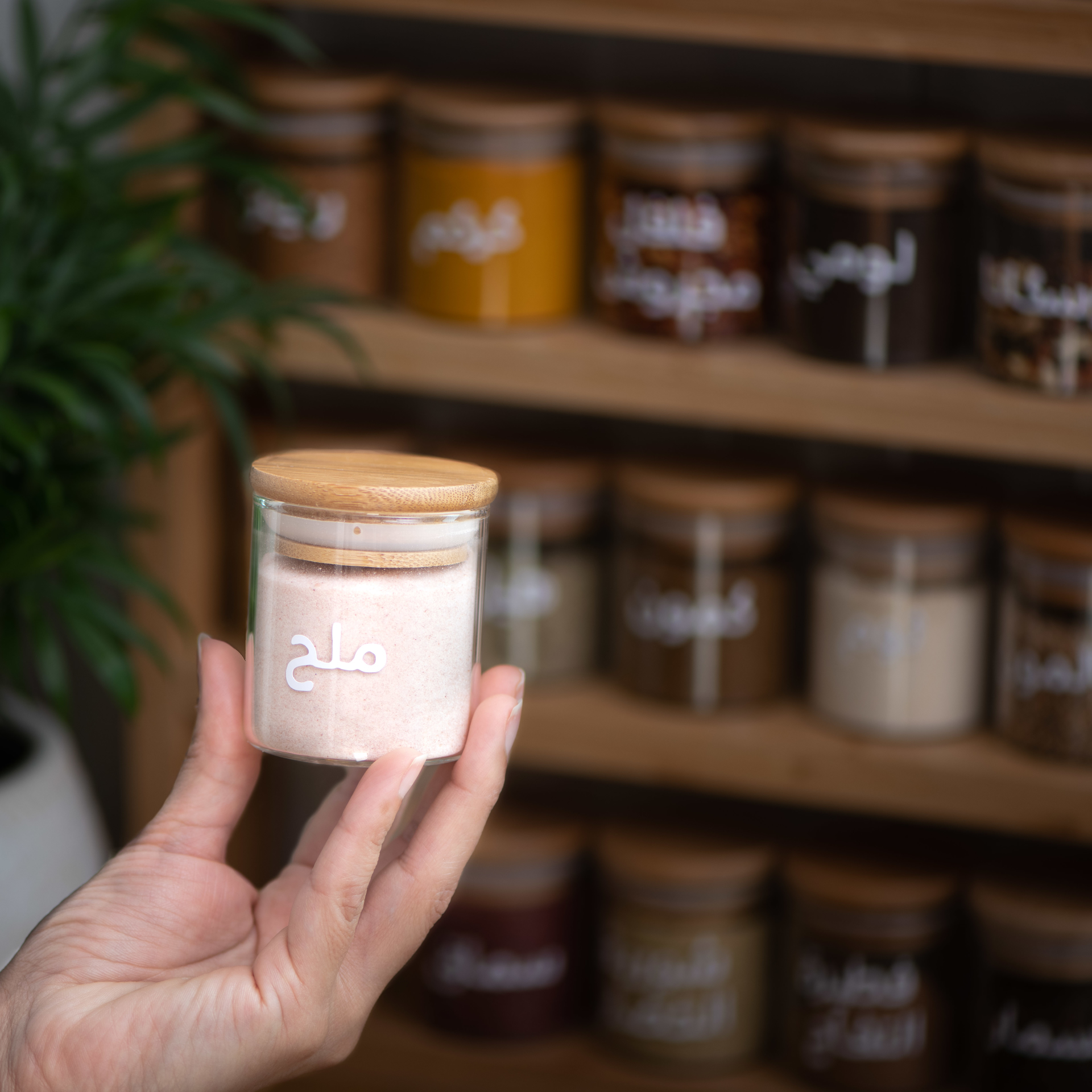 Jarra. Airtight Glass jar 100 ml Natural Wood