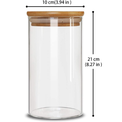 Picture of Airtight Glass jar   ( 10 * 21 ) - Natural Bamboo Lid