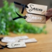 Picture of Wooden Tags ( 4 Pieces ) - Black Ribbon