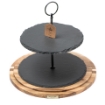 Picture of Two tiers Slate Cake stand with glass dome