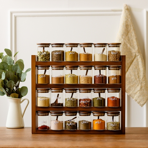 Picture of Four Tier Spice Rack With 24 Jars 200 ml - Dark Set