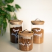 Picture of Leather lid jar with gold nails  set of 3