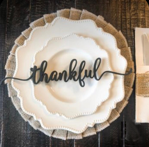 Picture of Wood Thankful Place Card - Set of 6
