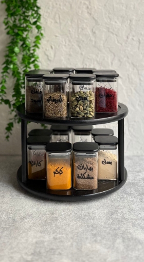 Picture of Square Spices Set Black -16 Jars 250 ml