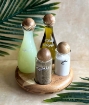 Picture of Condiments set  With Acacia Ball Lid and Acacia Wood stand