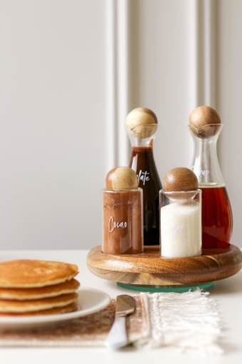 Picture of Condiments set  With Acacia Ball Lid and Acacia Wood stand