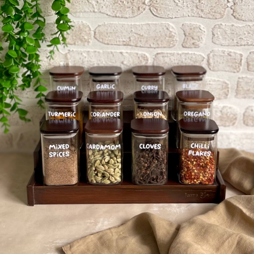 Picture of Three Tier Stand 12 Square Jars 250 ml Set - Dark