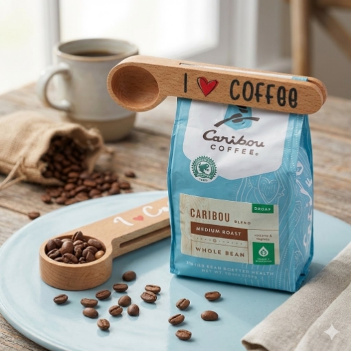 صورة مغرفة قهوة خشبية