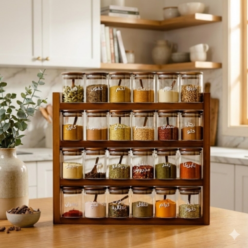 Picture of Four Tier Spice Rack With 24 Jars 200 ml - Dark Set
